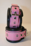 Pink & Black Bondage Cuffs (PVC)