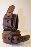 Brown Bondage Cuffs w/ Black Hardware