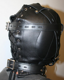 Locking Padded Leather Sensory Deprivation Hood - Black