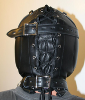 Locking Padded Leather Sensory Deprivation Hood - Black