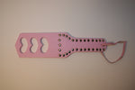 Pink Imitation Leather Paddle w/ Rivets "Three Hearts"