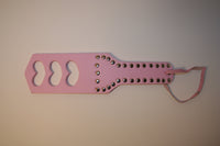 Pink Imitation Leather Paddle w/ Rivets "Three Hearts"