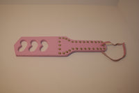 Pink Imitation Leather Paddle w/ Rivets "Three Hearts"