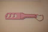 Pink Imitation Leather Paddle w/ Rivets "Three Hearts"