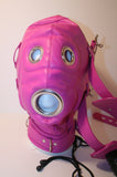 Locking Padded Imitation Leather Hood w/ Removable Blindfold & Penis Gag - Hot Pink