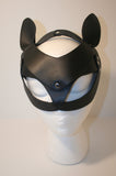 Leather Cat Masquerade Mask - Black