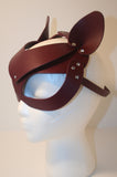 Leather Cat Masquerade Mask - Burgundy / Maroon