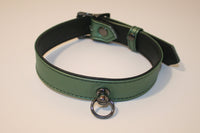 Leather Kitten Collar - Metallic Green