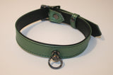 Leather Kitten Collar - Metallic Green