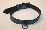 Leather Kitten Collar - Metallic Blue