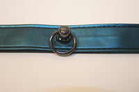 Leather Kitten Collar - Metallic Blue