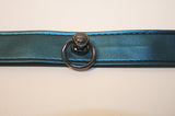 Leather Kitten Collar - Metallic Blue