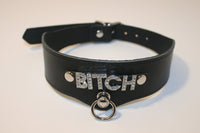 "BITCH" Rhinestone Letter Bondage Collar