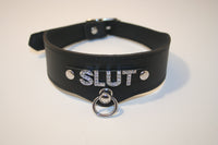 "SLUT" Rhinestone Letter Bondage Collar