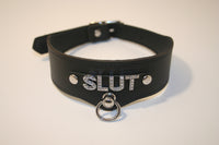 "SLUT" Rhinestone Letter Bondage Collar