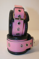 Pink & Black Bondage Cuffs (PVC)