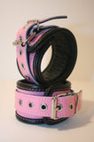 Pink & Black Bondage Cuffs (PVC)