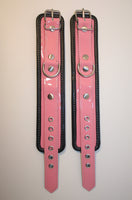 Pink & Black Bondage Cuffs (PVC)