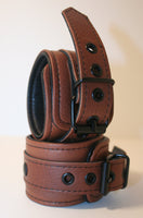 Brown Bondage Cuffs w/ Black Hardware