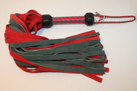 Red & Gray Suede leather flogger with 50 falls