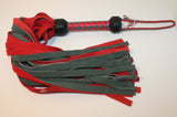 Red & Gray Suede leather flogger with 50 falls