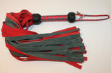 Red & Gray Suede leather flogger with 50 falls