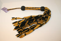 Suede Leather Flogger w/ Braided Falls / 12 Falls / Yellow & Black