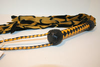 Suede Leather Flogger w/ Braided Falls / 12 Falls / Yellow & Black