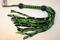 Suede Leather Flogger w/ Braided Falls / 12 Falls / Green & Black