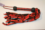 Suede Leather Flogger w/ Braided Falls / 12 Falls / Orange & Black