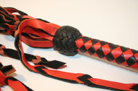 Suede Leather Flogger w/ Braided Falls / 12 Falls / Orange & Black