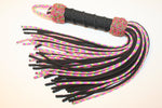 Weighted Paracord Flogger / Medium Weight / 60 Falls / Black & Fairy Tale Falls / Black Handle