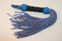 Weighted Paracord Flogger / Medium Weight / 60 Falls / Blue w. Purple & Orange Falls / Black Handle