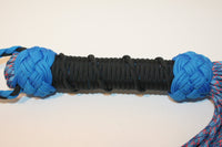 Weighted Paracord Flogger / Medium Weight / 60 Falls / Blue w. Purple & Orange Falls / Black Handle