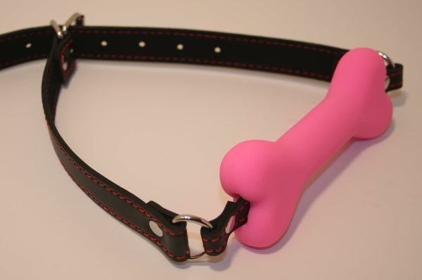 Who's A Good Puppy? Silicone Bone / Bit Gag - Pink