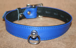 Locking Leather Kitten Collar - Blue