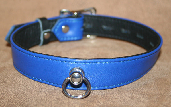 Locking Leather Kitten Collar - Blue