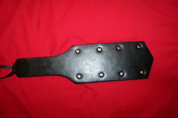 Black Imitation Leather Paddle w/ Rivets "Rectangle"