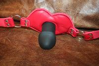 Suck on This - Padded Panel Silicone Penis Mouth Gag - Red