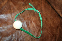 Basic White Ball Gag w/ Green Leather Strap