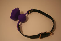 Silent Flower Breather Ball Gag - Silicone Ball Gag with Purple Flower