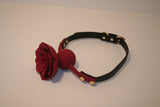 Silent Flower Breather Ball Gag - Silicone Ball Gag with Dark Red Flower