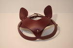 Leather Cat Masquerade Mask - Burgundy / Maroon