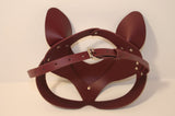 Leather Cat Masquerade Mask - Burgundy / Maroon